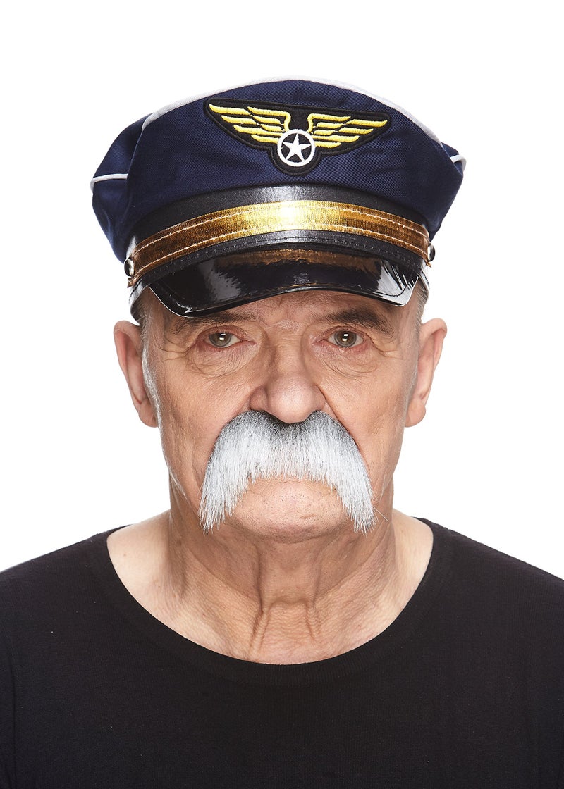 Mustaches Self Adhesive Fake Mustache, Novelty, Horseshoe False Facial Hair, Costume Accessory for Adults, Gray with White Color - Image 2